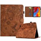 For Amazon Fire 7 2019/2017/2015 Flowers and Bird Embossed Smart Leather Tablet Case(Brown) - 1