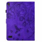 For Amazon Fire 7 2019/2017/2015 Flowers and Bird Embossed Smart Leather Tablet Case(Purple) - 3