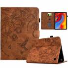 For Amazon Fire 7 2022 Flowers and Bird Embossed Smart Leather Tablet Case(Brown) - 1