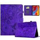 For Amazon Kindle Paperwhite 4/3/2/1 Flowers and Bird Embossed Smart Leather Tablet Case(Purple) - 1