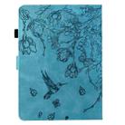 For Amazon Kindle Paperwhite 4/3/2/1 Flowers and Bird Embossed Smart Leather Tablet Case(Light Blue) - 3