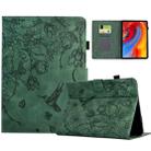 For Amazon Kindle Paperwhite 4/3/2/1 Flowers and Bird Embossed Smart Leather Tablet Case(Green) - 1