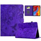 For Amazon Kindle Paperwhite 12th Gen 2024 Flowers and Bird Embossed Smart Leather Tablet Case(Purple) - 1