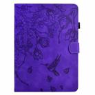 For Amazon Kindle Paperwhite 12th Gen 2024 Flowers and Bird Embossed Smart Leather Tablet Case(Purple) - 2