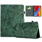 For Amazon Kindle Paperwhite 12th Gen 2024 Flowers and Bird Embossed Smart Leather Tablet Case(Green) - 1