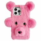 For iPhone 16 Pro Cute Plush Bear TPU Phone Case(Pink) - 1