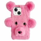 For iPhone 15 Plus Cute Plush Bear TPU Phone Case(Pink) - 1