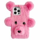 For iPhone 14 Pro Cute Plush Bear TPU Phone Case(Pink) - 1