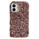 For iPhone 16 Plus Wool Fiber Plush TPU Phone Case(Coffee) - 1