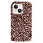 For iPhone 15 Plus Wool Fiber Plush TPU Phone Case(Coffee) - 1