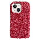 For iPhone 15 Plus Wool Fiber Plush TPU Phone Case(Red) - 1