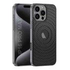 For iPhone 16 Pro GKK Plating Leather Wave MagSafe Phone Case(Carbon Fiber) - 1