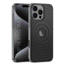 For iPhone 16 Pro Max GKK Plating Leather Wave MagSafe Phone Case(Carbon Fiber) - 1