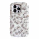 For iPhone 16 Pro Max Leopard Print Plush TPU Phone Case(Coffee) - 1