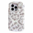 For iPhone 16 Pro Leopard Print Plush TPU Phone Case(Coffee) - 1