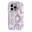 For iPhone 16 Pro Leopard Print Plush TPU Phone Case(Purple) - 1