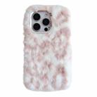 For iPhone 16 Pro Leopard Print Plush TPU Phone Case(Pink) - 1