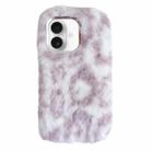 For iPhone 16 Plus Leopard Print Plush TPU Phone Case(Purple) - 1