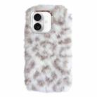 For iPhone 16 Leopard Print Plush TPU Phone Case(Coffee) - 1