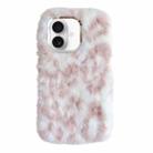 For iPhone 16 Leopard Print Plush TPU Phone Case(Pink) - 1