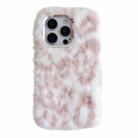 For iPhone 15 Pro Leopard Print Plush TPU Phone Case(Pink) - 1