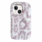 For iPhone 15 Plus Leopard Print Plush TPU Phone Case(Purple) - 1