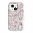 For iPhone 15 Plus Leopard Print Plush TPU Phone Case(Pink) - 1