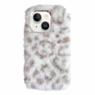 For iPhone 15 Leopard Print Plush TPU Phone Case(Coffee) - 1