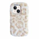 For iPhone 15 Leopard Print Plush TPU Phone Case(Light Yellow) - 1