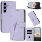 For Samsung Galaxy S25 5G Triangle Pattern Buckle Clasp Leather Phone Case(Light Purple) - 1