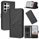For Samsung Galaxy S25 Ultra 5G Triangle Pattern Buckle Clasp Leather Phone Case(Black) - 1