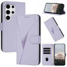 For Samsung Galaxy S25 Ultra 5G Triangle Pattern Buckle Clasp Leather Phone Case(Light Purple) - 1