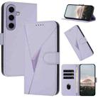 For Samsung Galaxy S24 5G Triangle Pattern Buckle Clasp Leather Phone Case(Light Purple) - 1