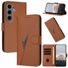 For Samsung Galaxy S24+ 5G Triangle Pattern Buckle Clasp Leather Phone Case(Brown) - 1