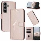 For Samsung Galaxy S24+ 5G Triangle Pattern Buckle Clasp Leather Phone Case(Rose Gold) - 1