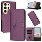 For Samsung Galaxy S24 Ultra 5G Triangle Pattern Buckle Clasp Leather Phone Case(Dark Purple) - 1