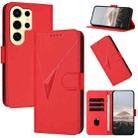 For Samsung Galaxy S24 Ultra 5G Triangle Pattern Buckle Clasp Leather Phone Case(Red) - 1