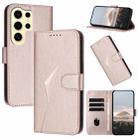 For Samsung Galaxy S24 Ultra 5G Triangle Pattern Buckle Clasp Leather Phone Case(Rose Gold) - 1