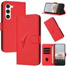 For Samsung Galaxy S23 5G Triangle Pattern Buckle Clasp Leather Phone Case(Red) - 1