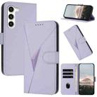 For Samsung Galaxy S23 5G Triangle Pattern Buckle Clasp Leather Phone Case(Light Purple) - 1