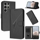For Samsung Galaxy S23 Ultra 5G Triangle Pattern Buckle Clasp Leather Phone Case(Black) - 1
