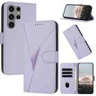 For Samsung Galaxy S23 Ultra 5G Triangle Pattern Buckle Clasp Leather Phone Case(Light Purple) - 1