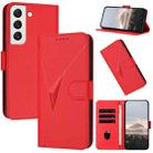 For Samsung Galaxy S22 5G Triangle Pattern Buckle Clasp Leather Phone Case(Red) - 1