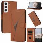 For Samsung Galaxy S22 5G Triangle Pattern Buckle Clasp Leather Phone Case(Brown) - 1