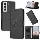 For Samsung Galaxy S22 5G Triangle Pattern Buckle Clasp Leather Phone Case(Black) - 1