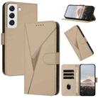 For Samsung Galaxy S22 5G Triangle Pattern Buckle Clasp Leather Phone Case(Gold) - 1