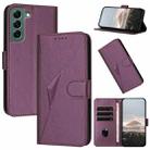 For Samsung Galaxy S22+ 5G Triangle Pattern Buckle Clasp Leather Phone Case(Dark Purple) - 1