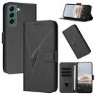 For Samsung Galaxy S22+ 5G Triangle Pattern Buckle Clasp Leather Phone Case(Black) - 1