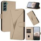 For Samsung Galaxy S22+ 5G Triangle Pattern Buckle Clasp Leather Phone Case(Gold) - 1