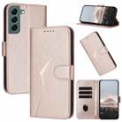 For Samsung Galaxy S22+ 5G Triangle Pattern Buckle Clasp Leather Phone Case(Rose Gold) - 1